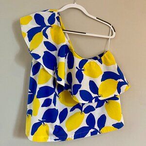 Lovely Lemon One-Shoulder Statement Blouse